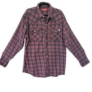 McCormick Farmall Mens 2XLT Red Plaid Snap Front Long Sleeve Western Shirt